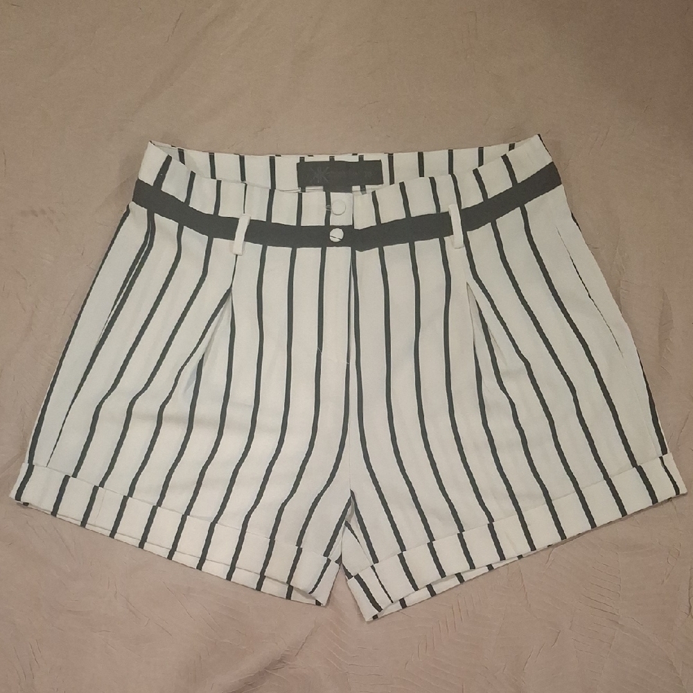 Striped Black and White Women's Shorts By Kardashian Collection